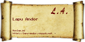 Lapu Andor névjegykártya